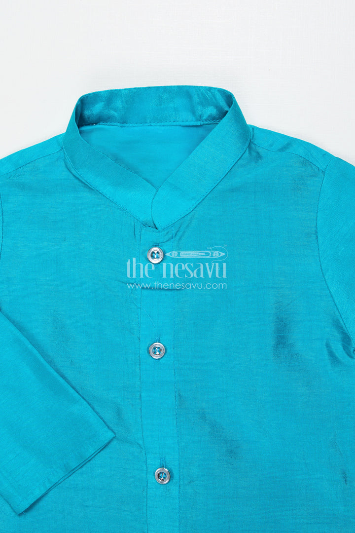 The Nesavu Boys Jacket Sets Traditional Boys Jacket Kurta Set with Embroidered Jacket for Poojas and Celebrations Nesavu Nesavu boys festive jacket set with embroidered Nehru jacket for traditional poojas and family gatherings