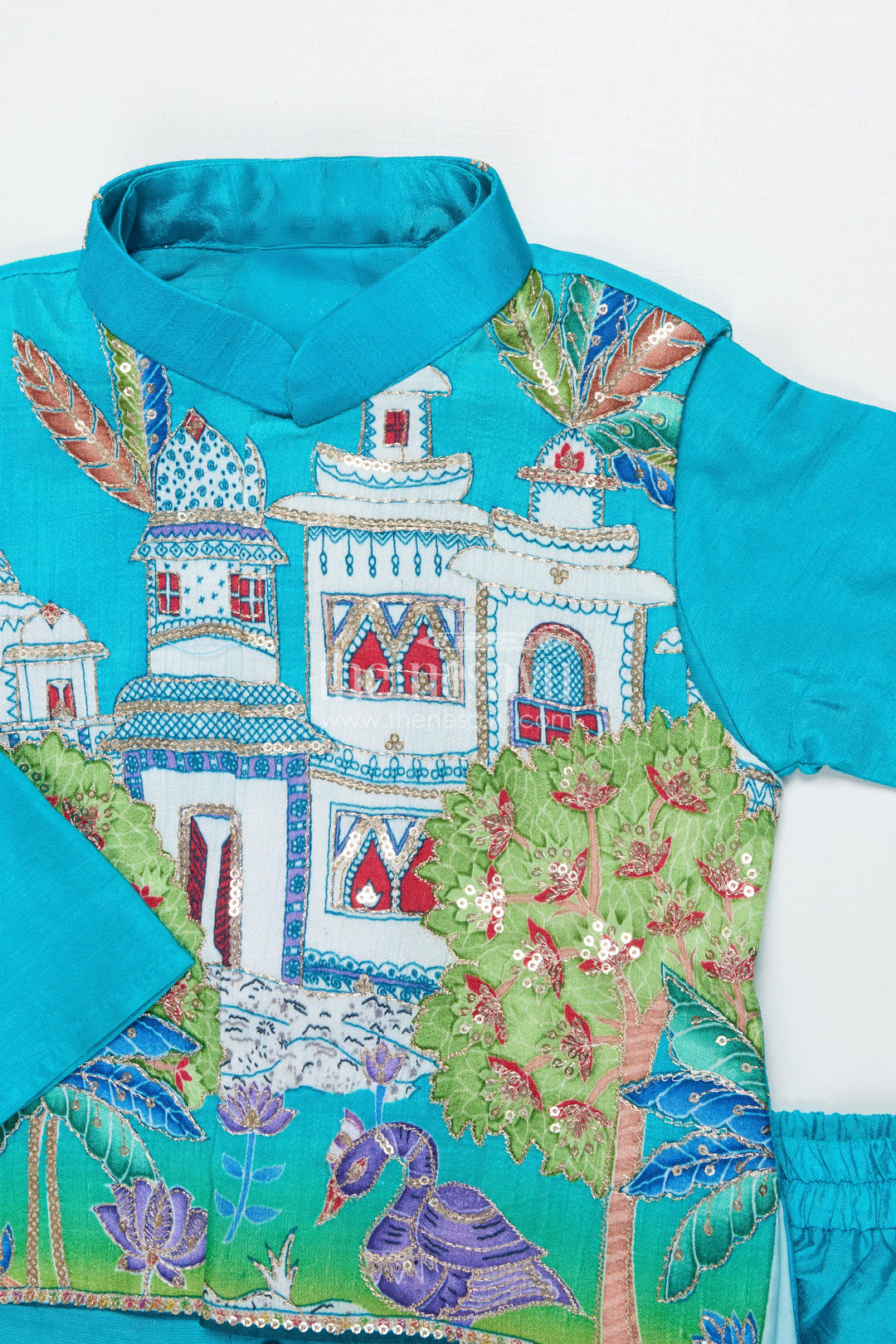 The Nesavu Boys Jacket Sets Traditional Boys Jacket Kurta Set with Embroidered Jacket for Poojas and Celebrations Nesavu Nesavu boys festive jacket set with embroidered Nehru jacket for traditional poojas and family gatherings