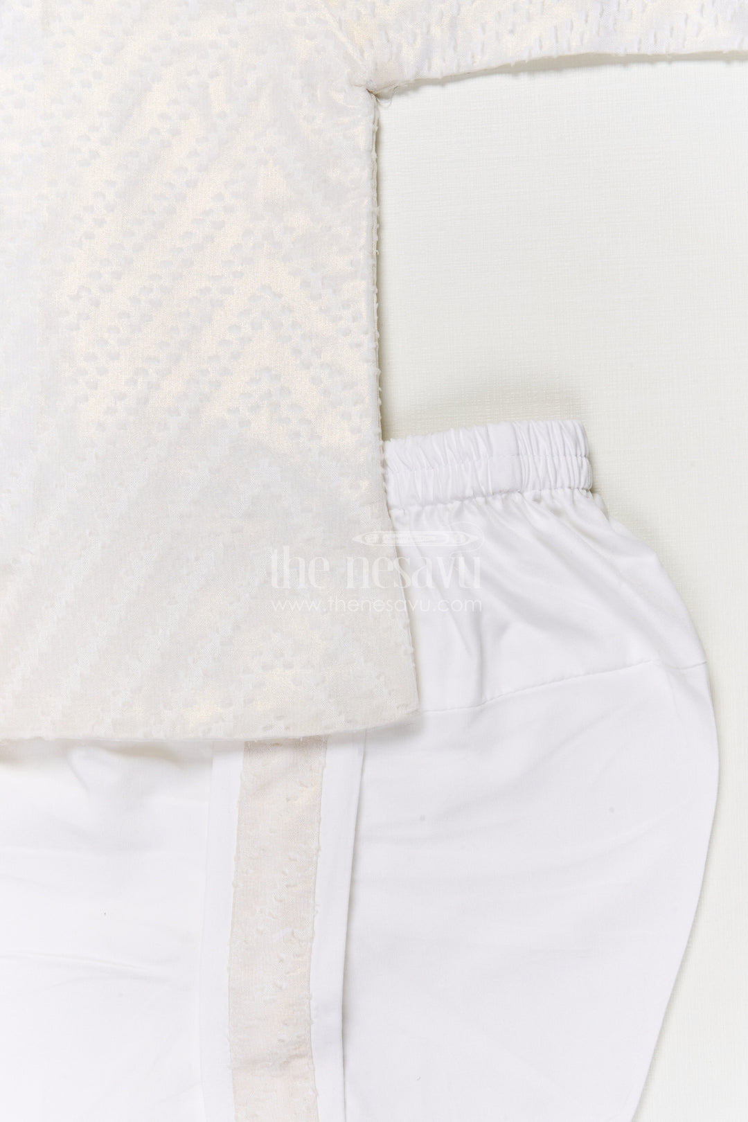 The Nesavu Boys Dothi Set Traditional Boys Kurta Dothi Set for Pujas and Cultural Celebrations Nesavu Nesavu boys kurta dothi set chevron weave festive pujas family ceremonies