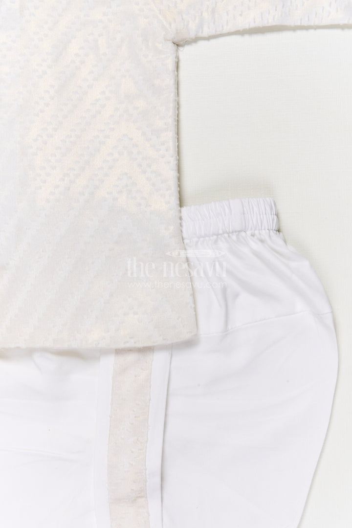 The Nesavu Boys Dothi Set Traditional Boys Kurta Dothi Set for Pujas and Cultural Celebrations Nesavu Nesavu boys kurta dothi set chevron weave festive pujas family ceremonies