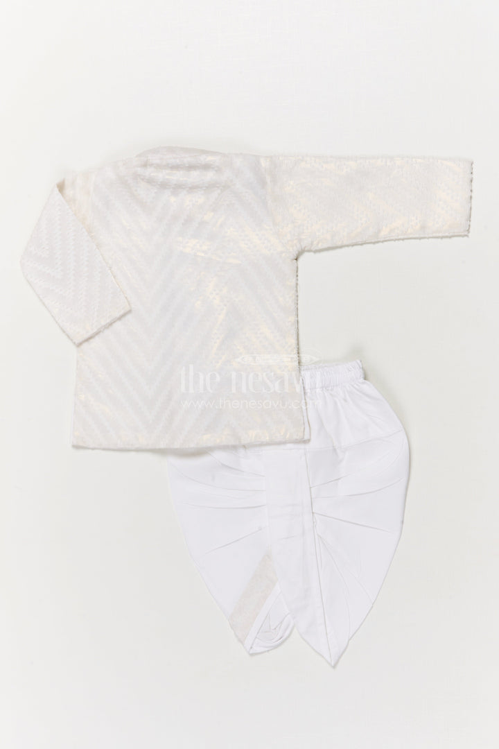 The Nesavu Boys Dothi Set Traditional Boys Kurta Dothi Set for Pujas and Cultural Celebrations Nesavu Nesavu boys kurta dothi set chevron weave festive pujas family ceremonies
