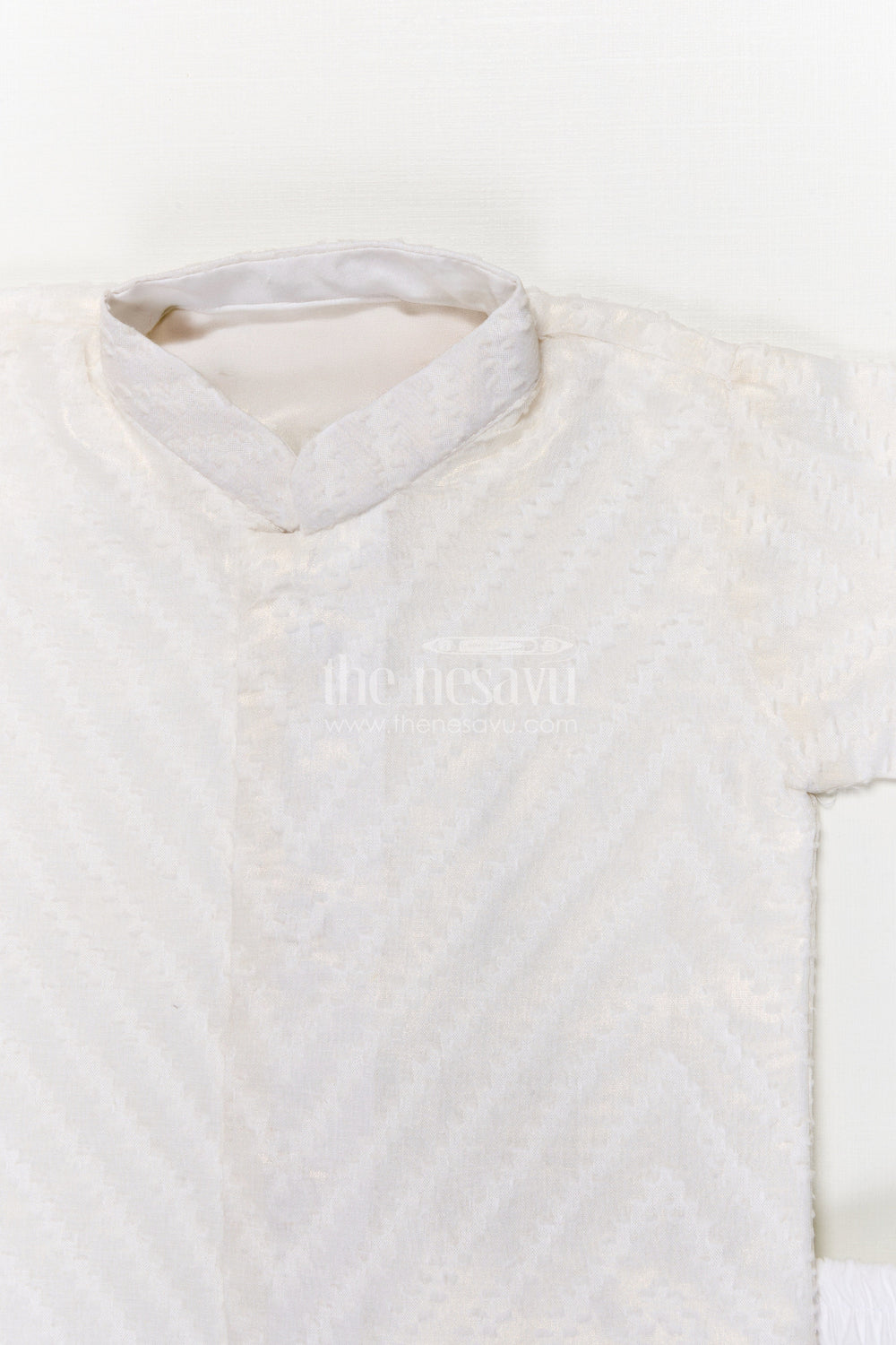 The Nesavu Boys Dothi Set Traditional Boys Kurta Dothi Set for Pujas and Cultural Celebrations Nesavu Nesavu boys kurta dothi set chevron weave festive pujas family ceremonies