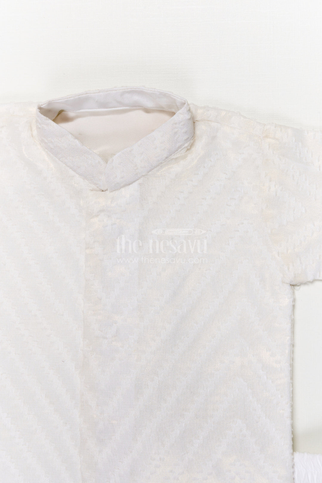 The Nesavu Boys Dothi Set Traditional Boys Kurta Dothi Set for Pujas and Cultural Celebrations Nesavu Nesavu boys kurta dothi set chevron weave festive pujas family ceremonies