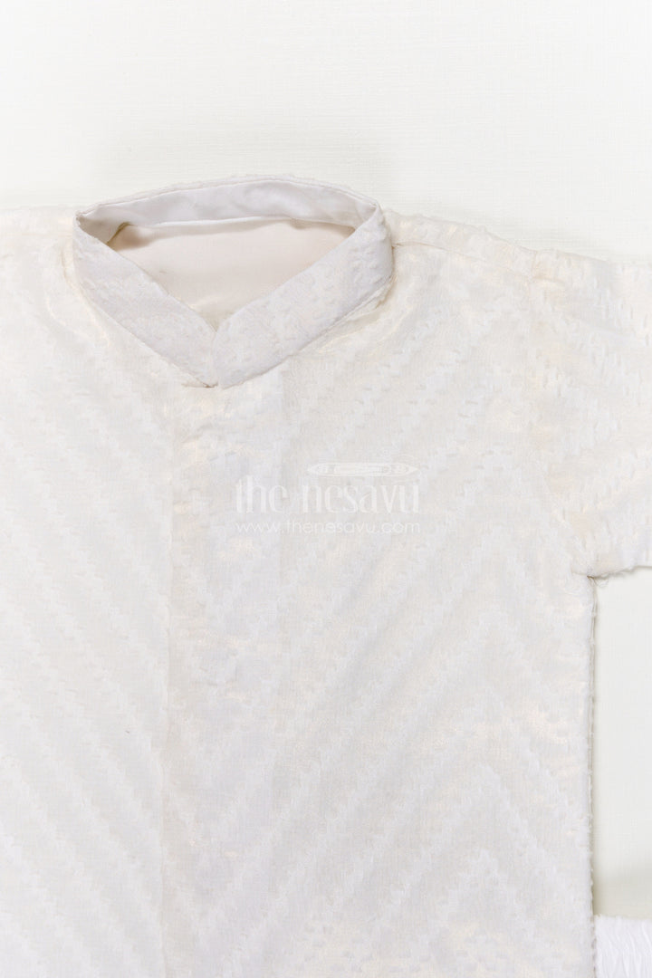 The Nesavu Boys Dothi Set Traditional Boys Kurta Dothi Set for Pujas and Cultural Celebrations Nesavu Nesavu boys kurta dothi set chevron weave festive pujas family ceremonies
