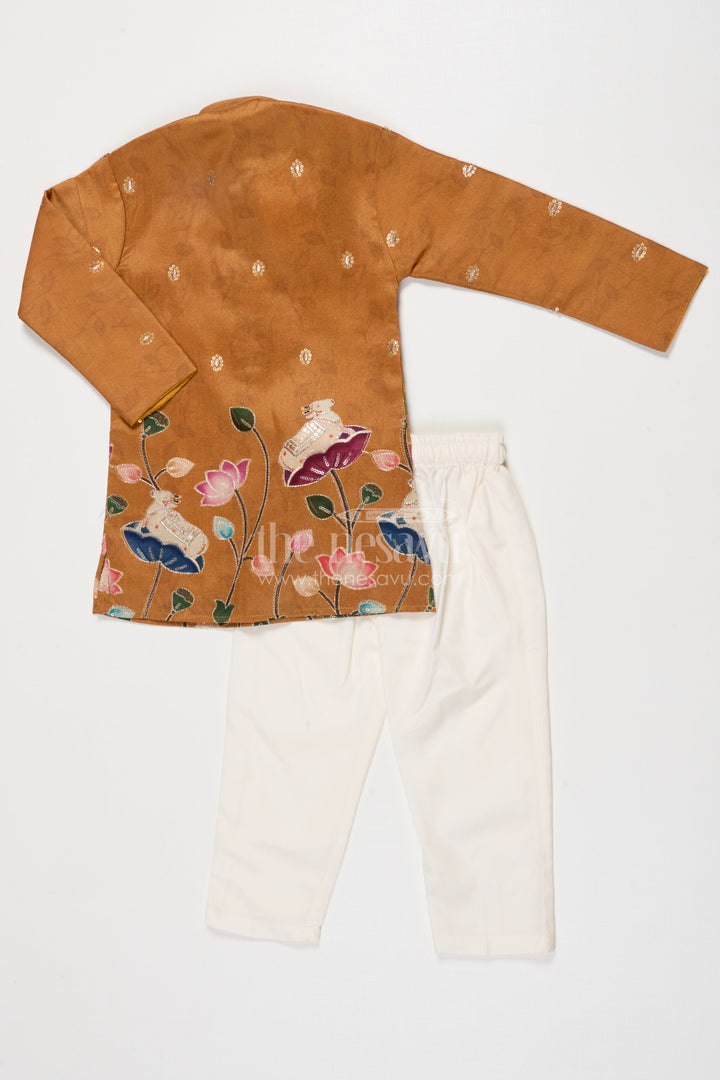 The Nesavu Boys Kurtha Set Traditional Boys Kurta Set for Poojas and Cultural Gatherings Nesavu Nesavu traditional boys kurta set embroidered motifs poojas school ethnic functions