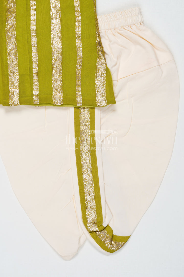 The Nesavu Boys Dothi Set Traditional Dhoti Kurta Set for Baby Boy for Ethnic Family Functions Nesavu Nesavu baby boy dhoti set in viscose silk for traditional occasions and naming ceremonies