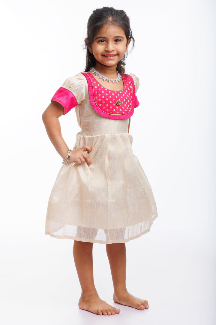 The Nesavu Silk Frock Traditional Elegance Designer Silk Frock for Children - Boutique Pattu Collection Nesavu Ethnic Silk Full Frocks for Kids | Designer Pattu Wear for Special Occasions | The Nesavu