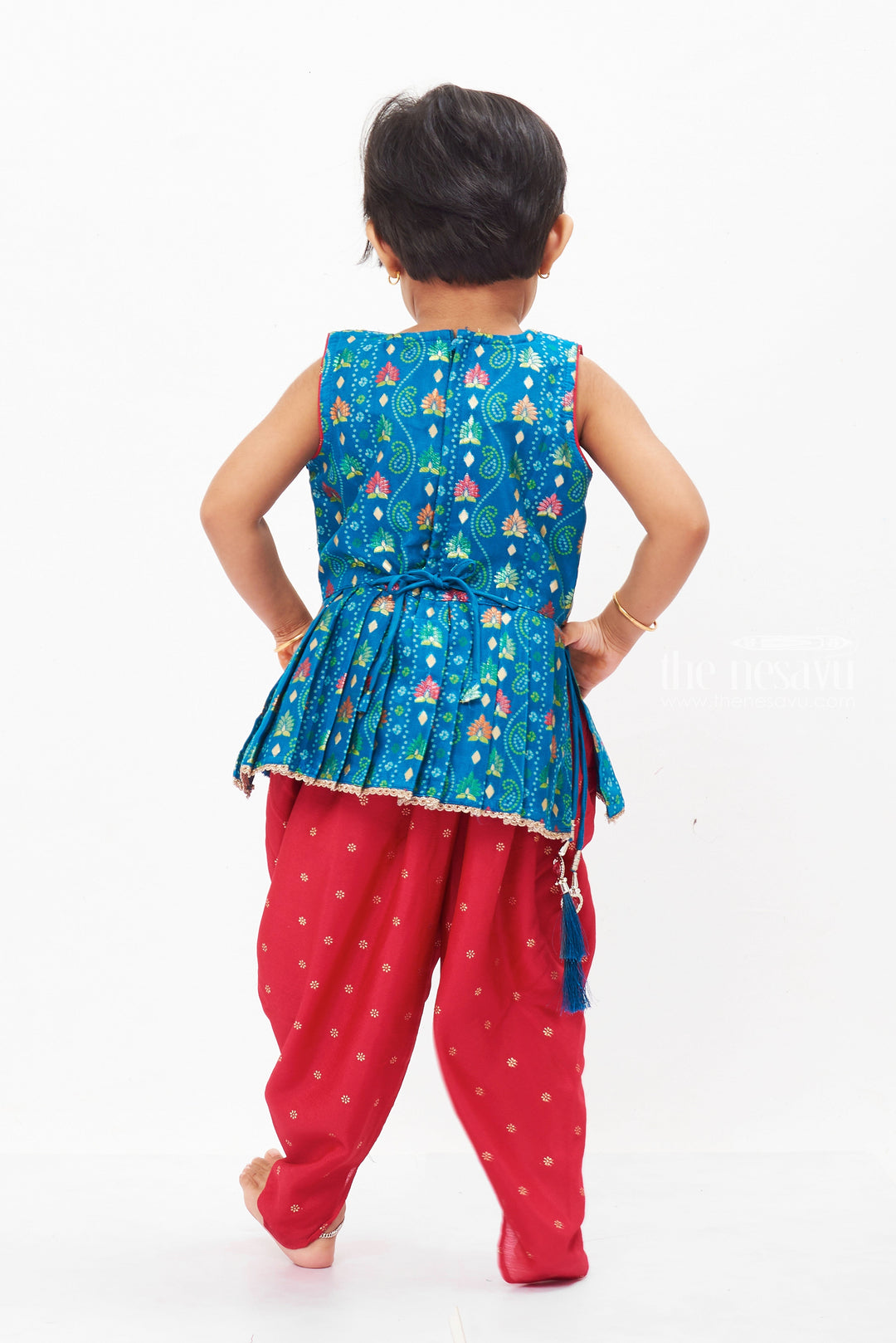 The Nesavu Girls Dothi Sets Traditional Elegance: Girls Ethnic Kurti and Dhoti Pant Set in Jewel Tones Nesavu Buy Girls Ethnic Kurti with Dhoti Pant Set | Traditional & Modern Fusion | The Nesavu