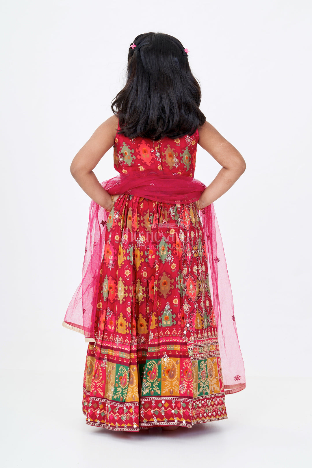 The Nesavu Girls Lehenga Choli Traditional Floral Lehenga Choli for Girls in Viscose Tissue with Intricate Embroidery Nesavu Nesavu Floral Lehenga Choli Girls Viscose Tissue Intricate Embroidery