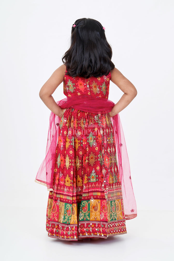 The Nesavu Girls Lehenga Choli Traditional Floral Lehenga Choli for Girls in Viscose Tissue with Intricate Embroidery Nesavu Nesavu Floral Lehenga Choli Girls Viscose Tissue Intricate Embroidery