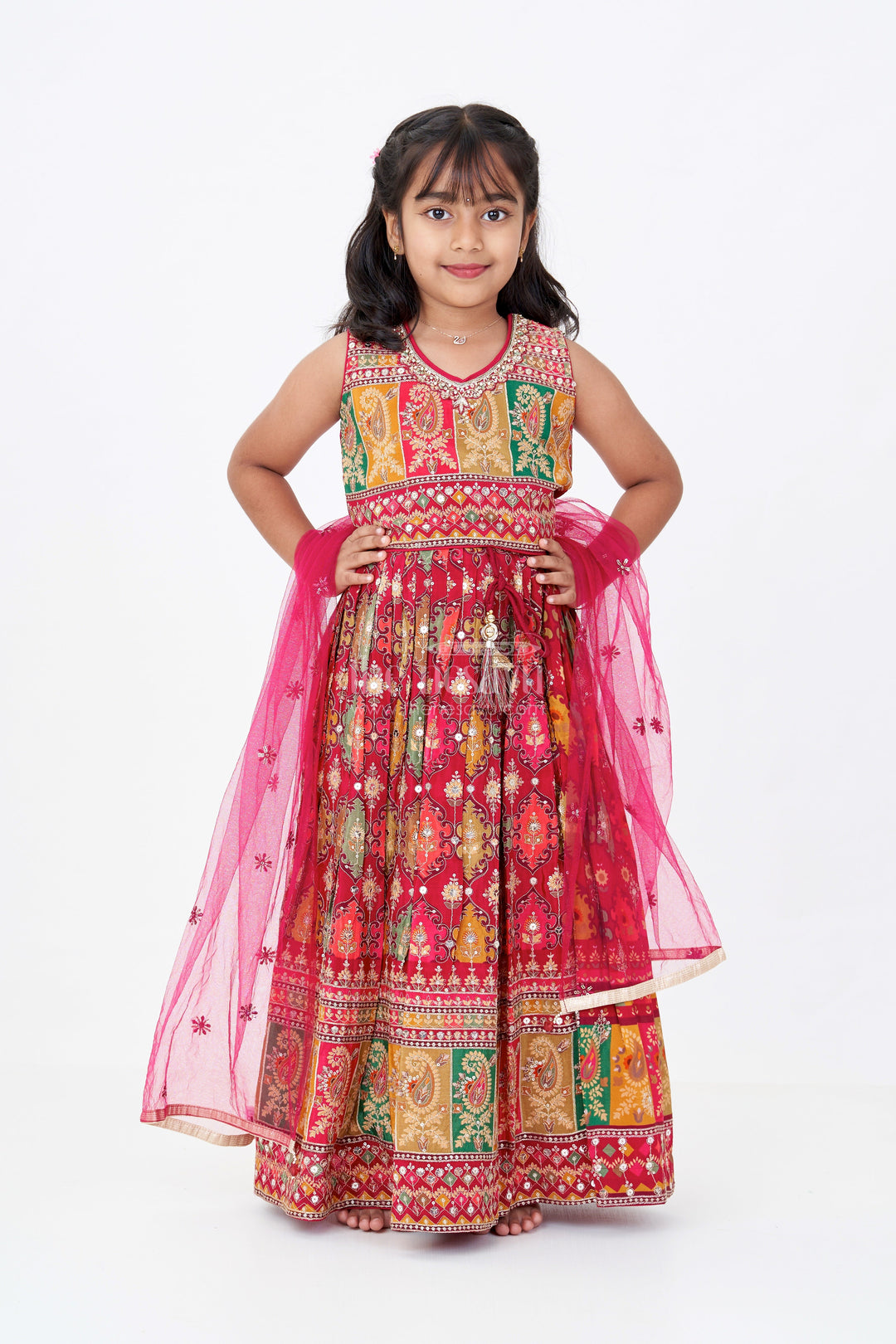 The Nesavu Girls Lehenga Choli Traditional Floral Lehenga Choli for Girls in Viscose Tissue with Intricate Embroidery Nesavu Nesavu Floral Lehenga Choli Girls Viscose Tissue Intricate Embroidery