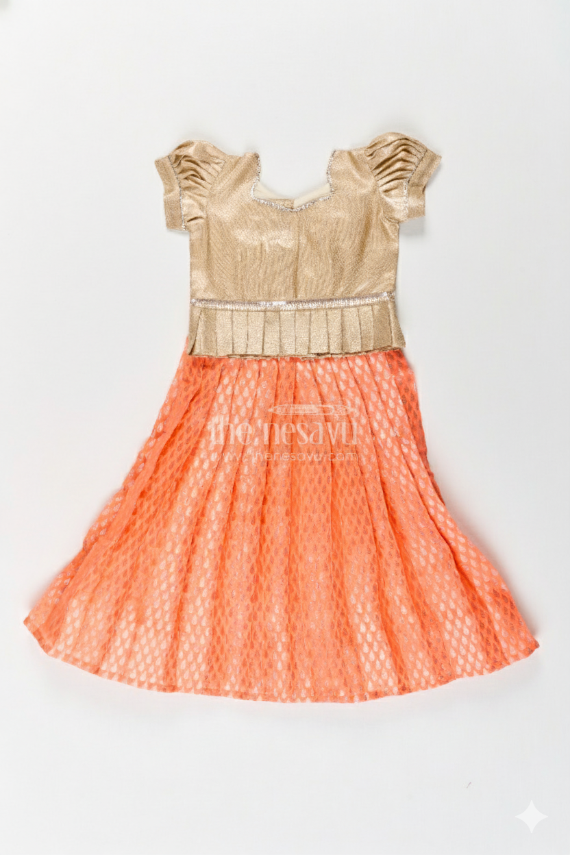 The Nesavu Pattu Pavadai Traditional Pattu Pavadai for Baby Girls for Festivals and First Celebrations Nesavu 18 (2Y) / Cream GPP321A-18 Nesavu baby girl pattu pavadai sequin yoke jacquard skirt  ideal festivals traditional events