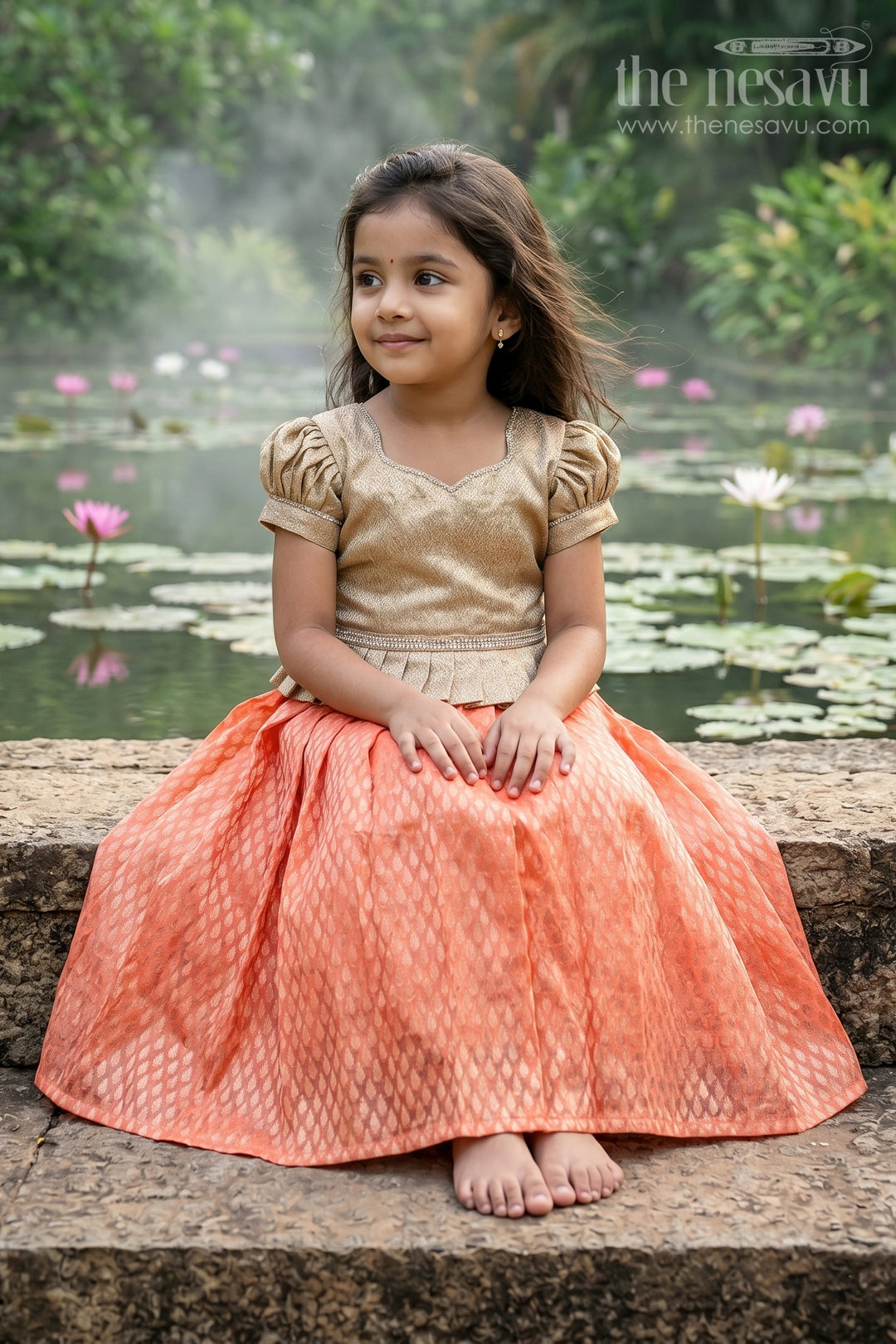 The Nesavu Pattu Pavadai Traditional Pattu Pavadai for Baby Girls for Festivals and First Celebrations Nesavu 18 (2Y) / Cream GPP321A-18 Nesavu baby girl pattu pavadai sequin yoke jacquard skirt  ideal festivals traditional events