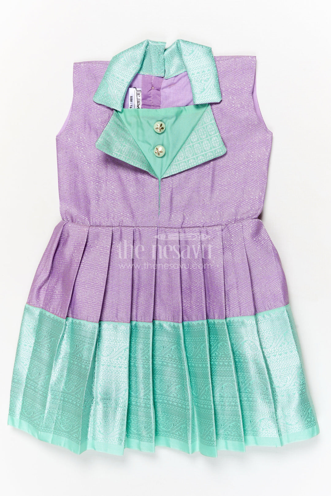 The Nesavu Girls Kanchi Silk Frock Traditional Silk Frock for Girls for Family Weddings and Cultural Celebrations Nesavu 16 (1Y) / Purple / Silk Blend SF992AB-16 Nesavu traditional silk frock for girls with zari pleats for festive functions and weddings