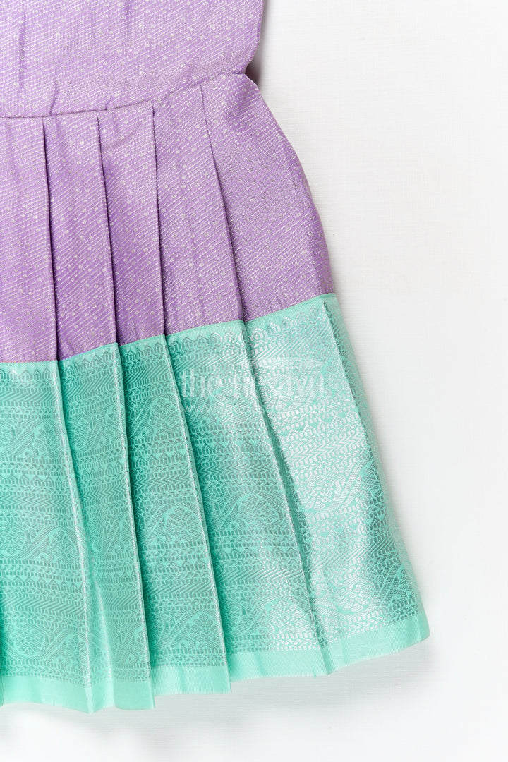 The Nesavu Girls Kanchi Silk Frock Traditional Silk Frock for Girls for Family Weddings and Cultural Celebrations Nesavu Nesavu traditional silk frock for girls with zari pleats for festive functions and weddings