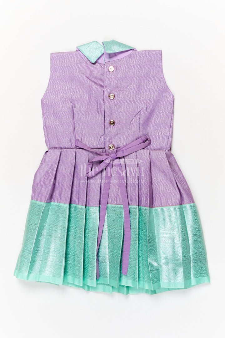 The Nesavu Girls Kanchi Silk Frock Traditional Silk Frock for Girls for Family Weddings and Cultural Celebrations Nesavu Nesavu traditional silk frock for girls with zari pleats for festive functions and weddings