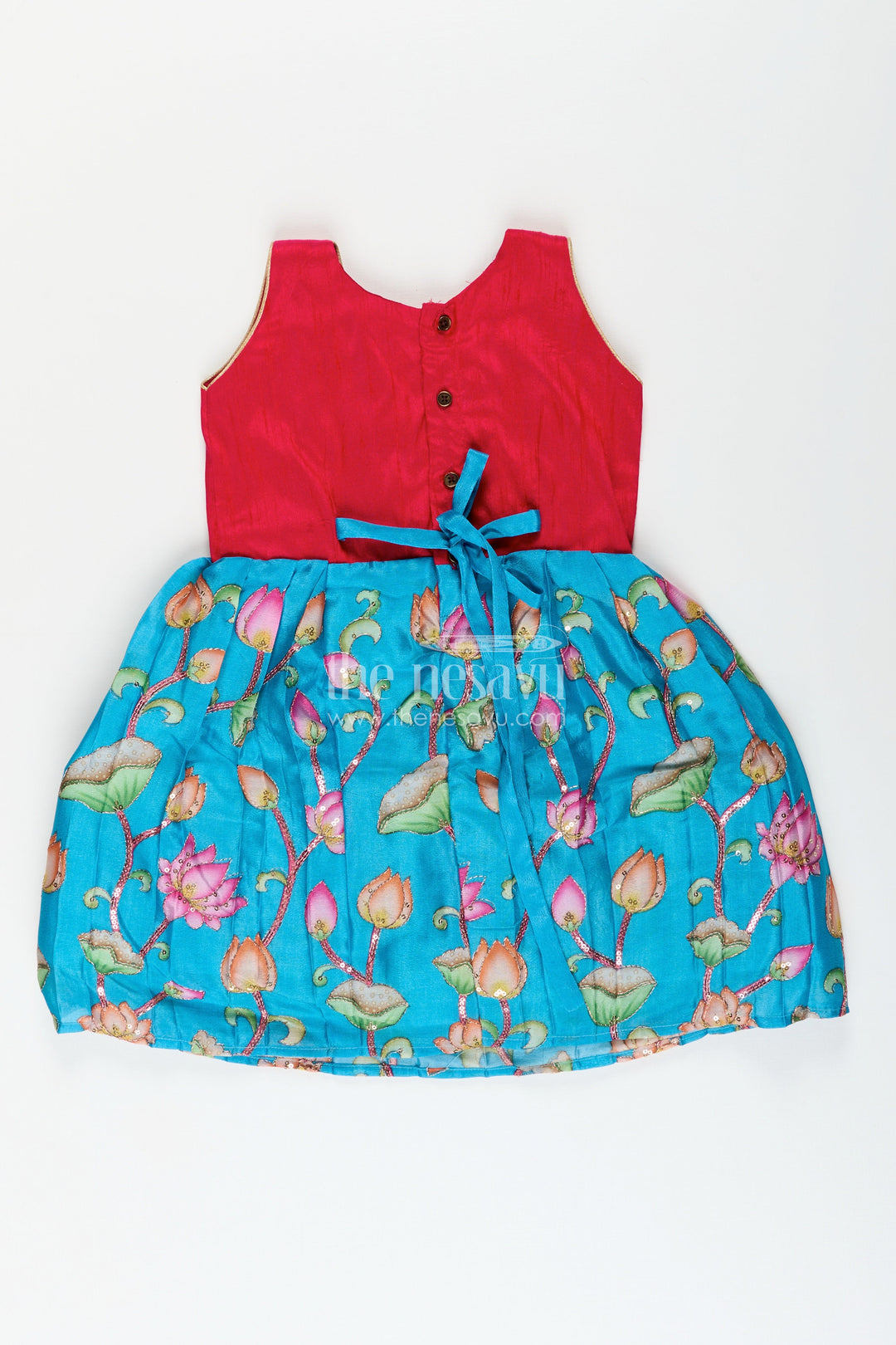 The Nesavu Silk Frock Traditional Silk Frock for Toddler Girls with Raw Silk Yoke Nesavu Nesavu toddler silk frock Banaras skirt raw silk yoke festive ethnic occasions