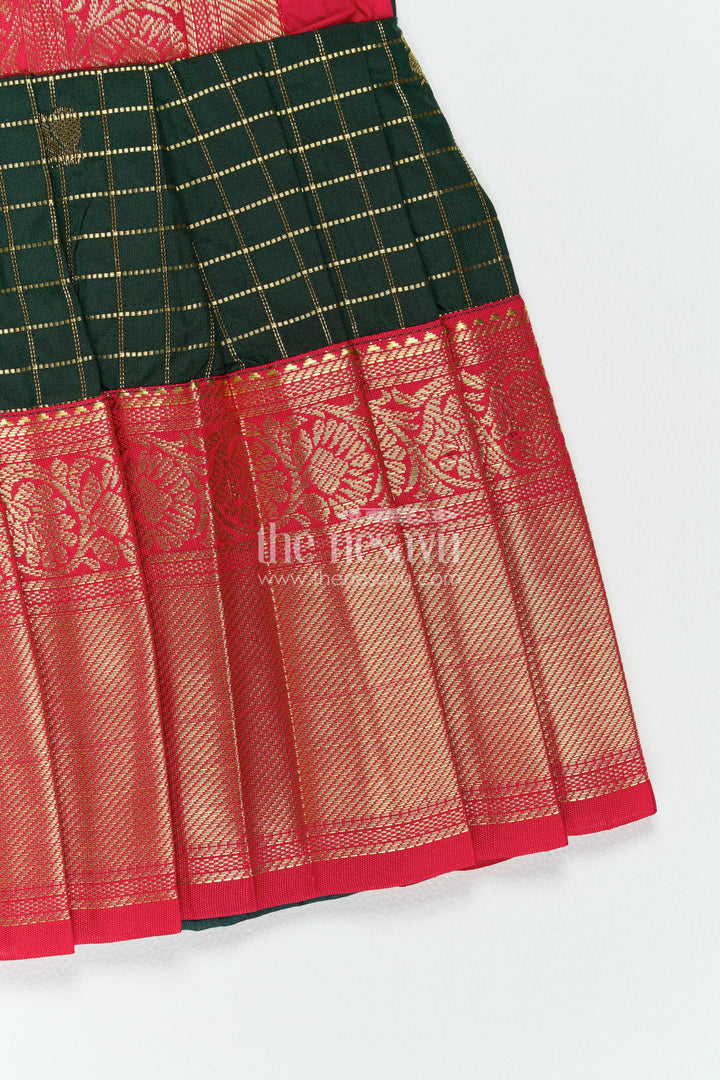 The Nesavu Girls Kanchi Silk Frock Traditional Silk Frock in Green for Joyful Occasions Nesavu Nesavu Traditional Silk Frock In Green For Parties And Memorable