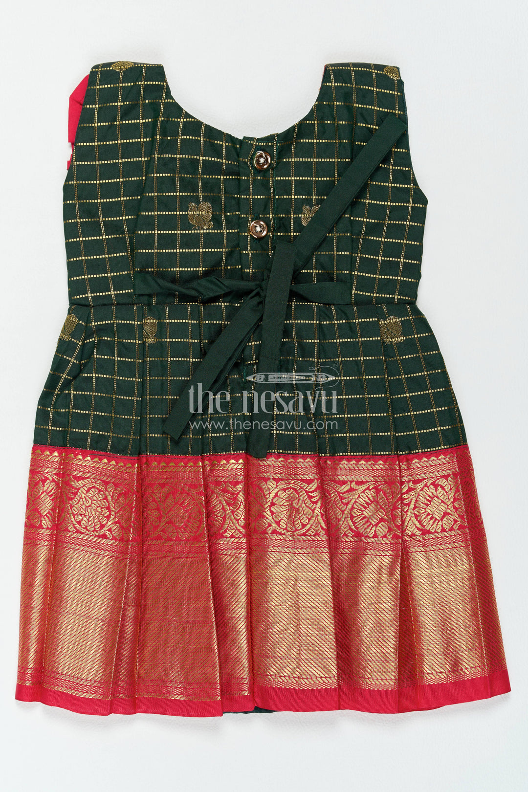 The Nesavu Girls Kanchi Silk Frock Traditional Silk Frock in Green for Joyful Occasions Nesavu Nesavu Traditional Silk Frock In Green For Parties And Memorable