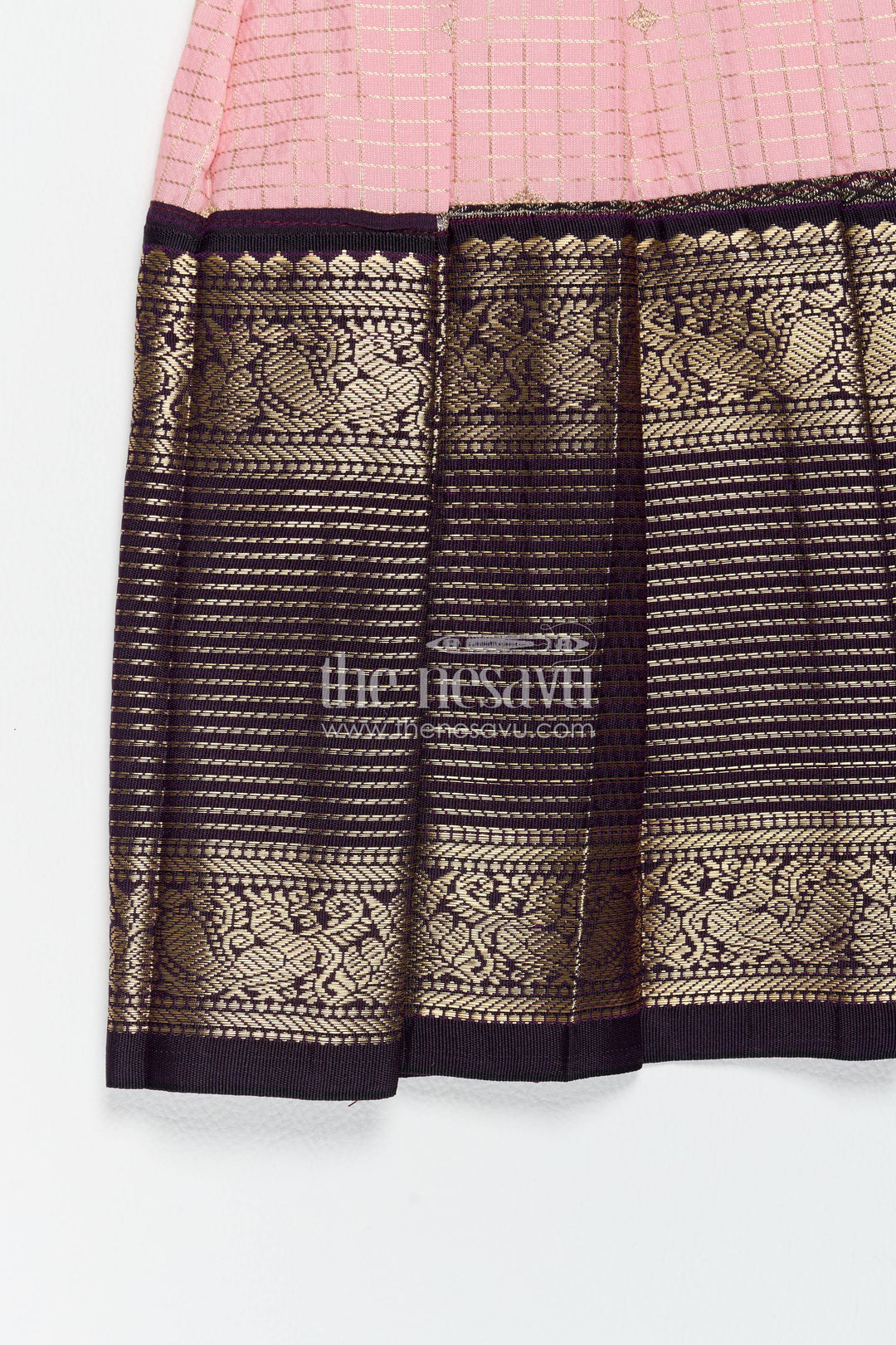 The Nesavu Girls Kanchi Silk Frock Traditional Silk Frock in Pink for Celebrations and Photos Nesavu Nesavu Traditional Silk Frock In Pink For Celebration Styling