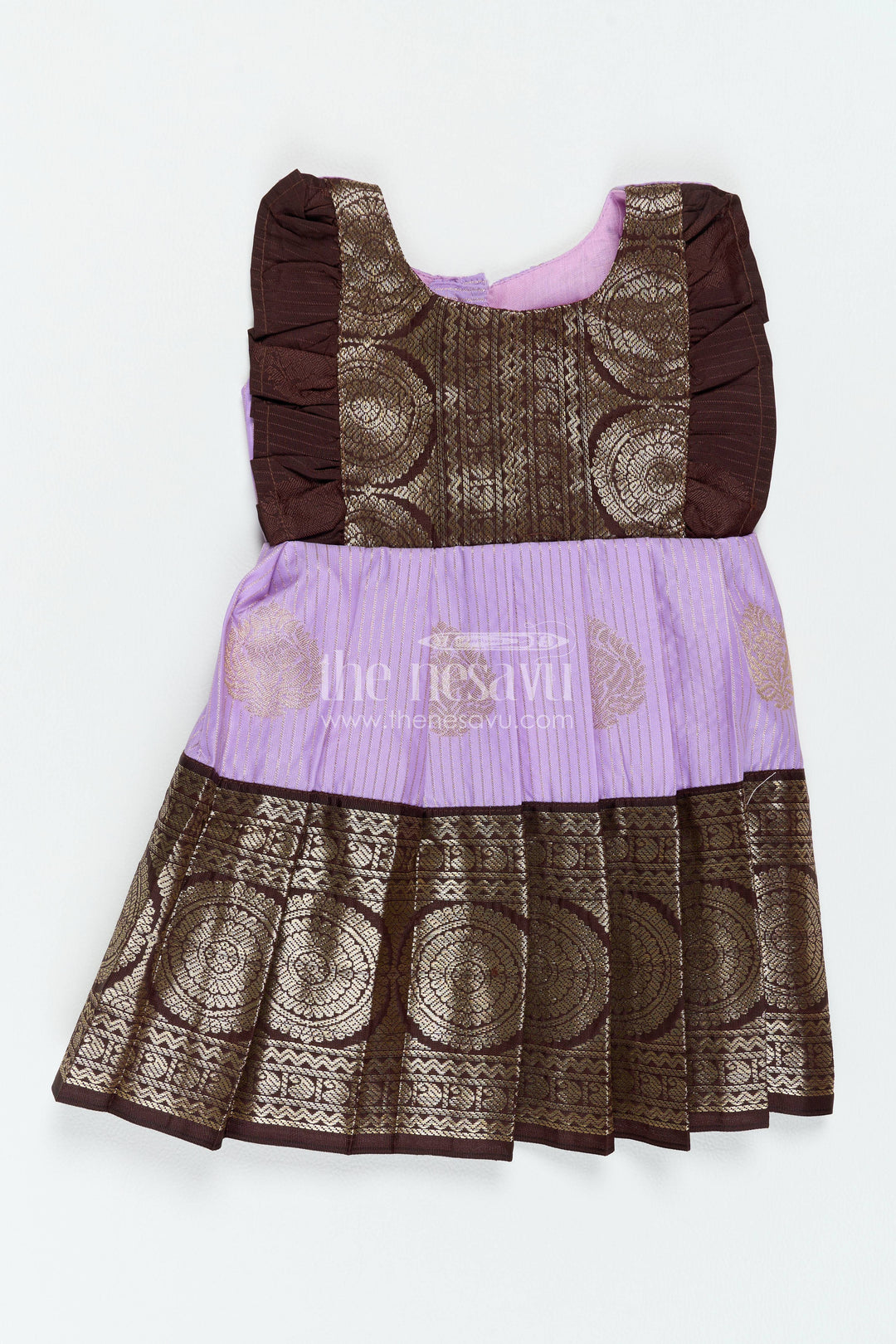 The Nesavu Girls Kanchi Silk Frock Traditional Silk Frock in Purple for Festive Gatherings Nesavu 10 (NB) / Purple / Style 2 KSF091AB-10 Nesavu Traditional Silk Frock In Purple For Festive Gatherings KSF091AB-10