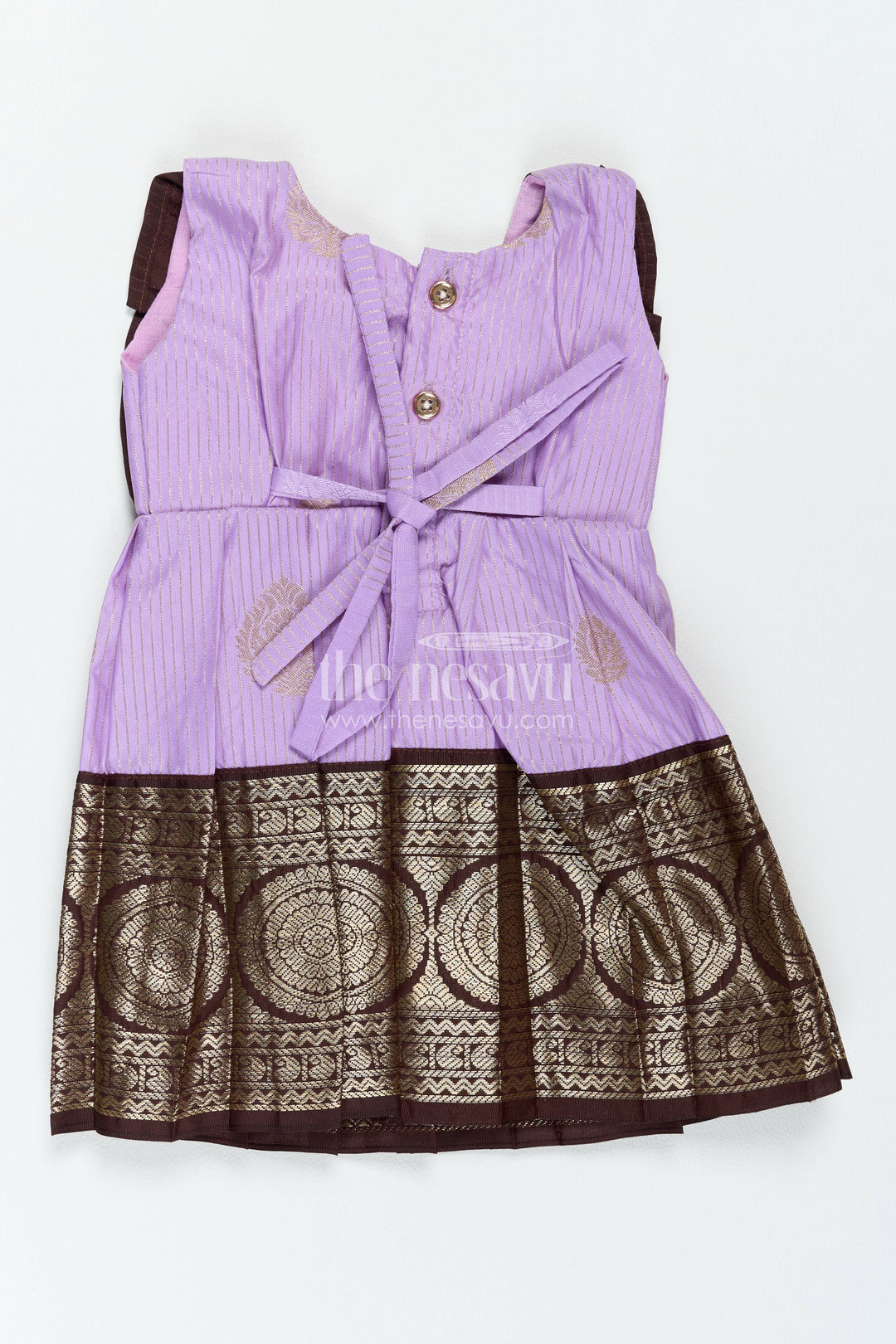 The Nesavu Girls Kanchi Silk Frock Traditional Silk Frock in Purple for Festive Gatherings Nesavu Nesavu Traditional Silk Frock In Purple For Festive Gatherings