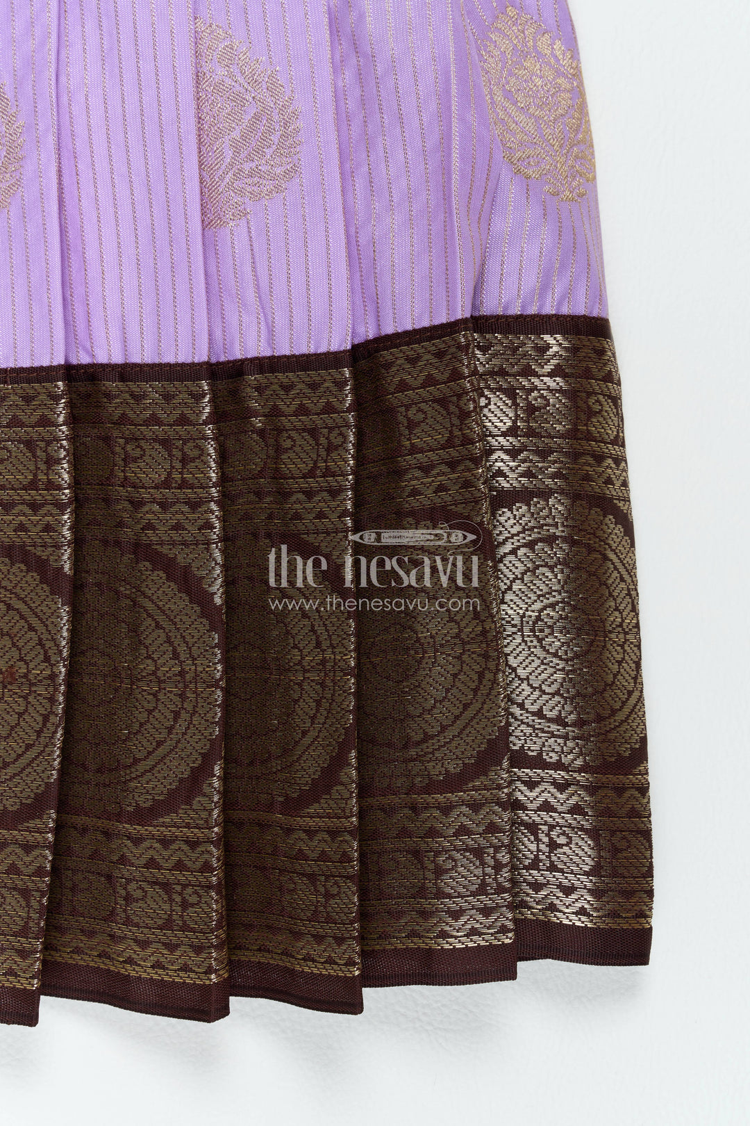 The Nesavu Girls Kanchi Silk Frock Traditional Silk Frock in Purple for Festive Gatherings Nesavu Nesavu Traditional Silk Frock In Purple For Festive Gatherings
