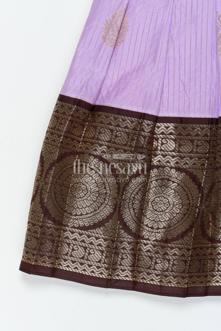 The Nesavu Girls Kanchi Silk Frock Traditional Silk Frock in Purple for Festive Gatherings Nesavu Nesavu Traditional Silk Frock In Purple For Festive Gatherings