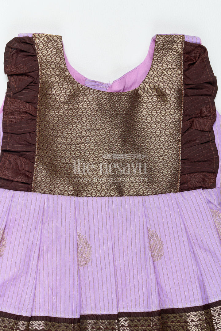 The Nesavu Girls Kanchi Silk Frock Traditional Silk Frock in Purple for Festive Gatherings Nesavu Nesavu Traditional Silk Frock In Purple For Festive Gatherings