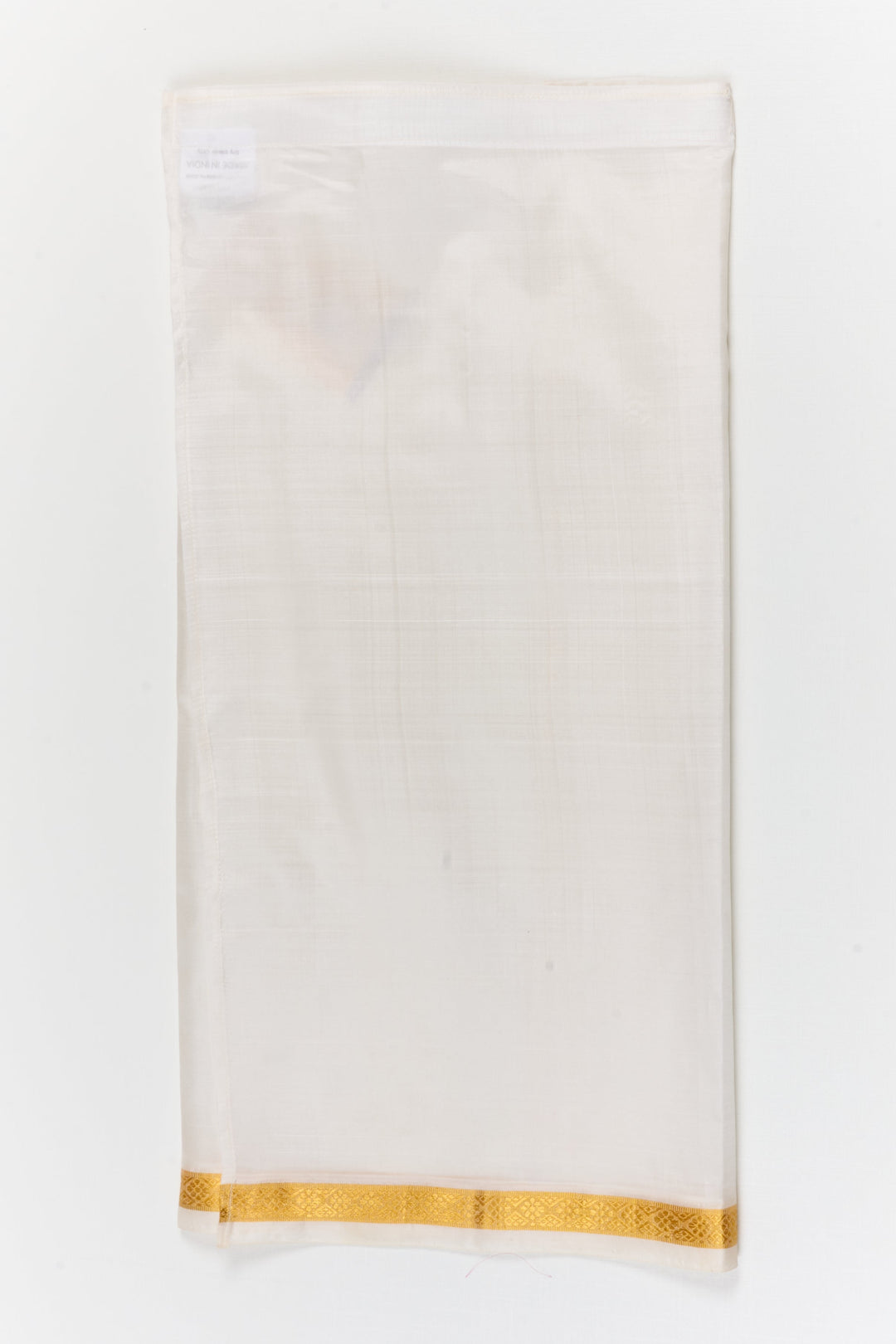 The Nesavu Pure Silk Vesti Traditional Silk Veshti for Baby Boys for Milestone Rituals Nesavu 20 (3Y) / White / Pure Silk D086B-20 Nesavu traditional silk veshti for baby boys – ideal for naming ceremonies, poojas, and temple visits