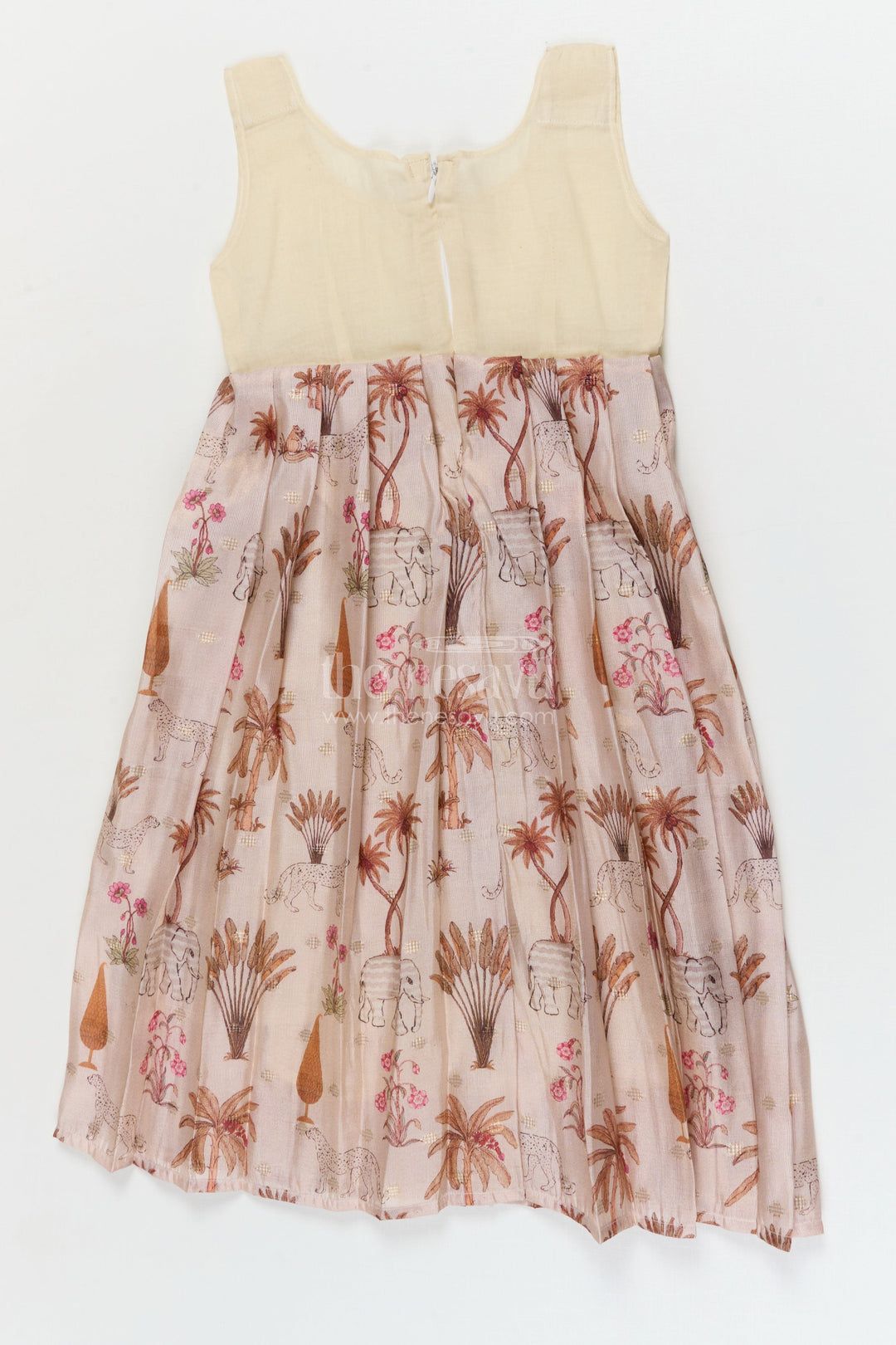 The Nesavu Pattu Pavadai Traditional Wrap-style Baby Pattu Pavadai for Festive Milestones Nesavu Nesavu wrap-style baby pattu pavadai with jungle print skirt for traditional festivities