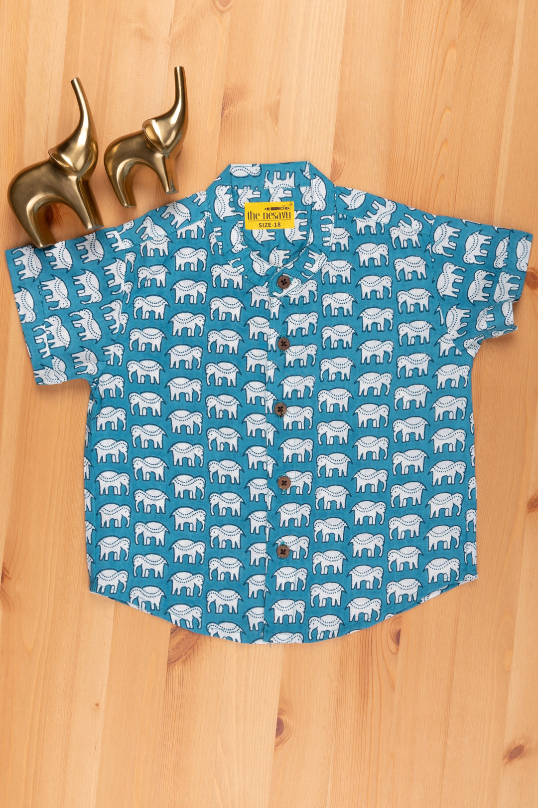 The Nesavu Boys Cotton Shirt Trendy Boys' Shirt with Cute Elephant Print | Pure Cotton | Nesavu | Perfect Blend of Style and Comfort psr silks Nesavu