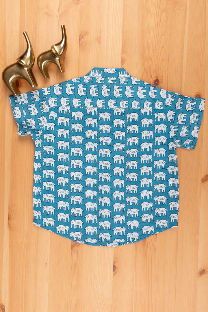 The Nesavu Boys Cotton Shirt Trendy Boys' Shirt with Cute Elephant Print | Pure Cotton | Nesavu | Perfect Blend of Style and Comfort psr silks Nesavu