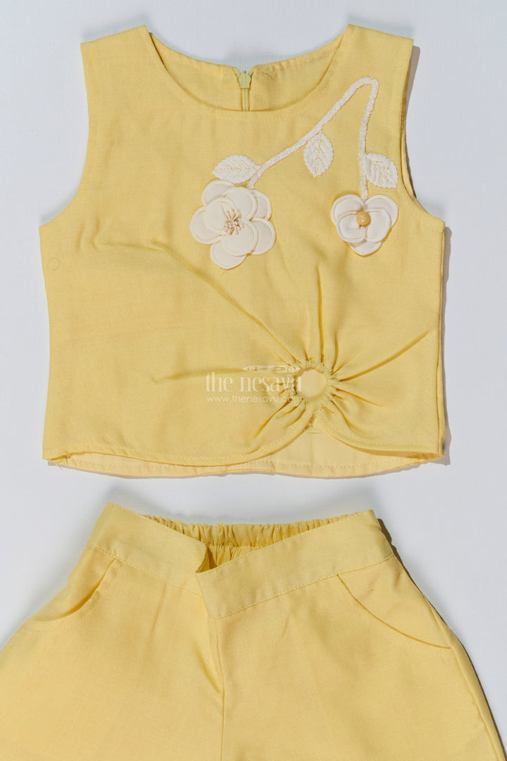 The Nesavu Girls Sharara / Plazo Set Trendy Casual Summer Outfits for Girls with Floral Embroidery and Wide-Leg Plazo Nesavu Nesavu Trendy Casual Summer Outfits Girls Floral Embroidery Wide-Leg Plazo
