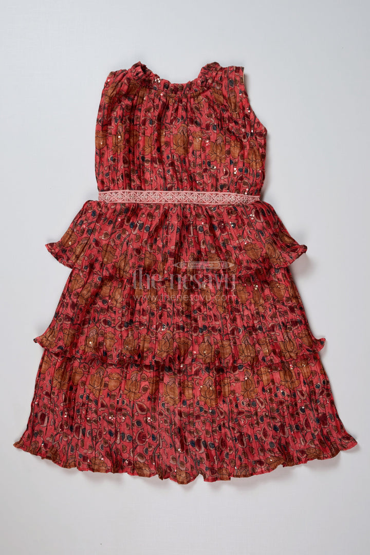 The Nesavu Girls Fancy Frock Trendy Online Frock for Girls with Pleated Chinon Silk and Ruffled Layers Nesavu Nesavu Trendy Online Frock Girls Pleated Chinon Silk Ruffled Layers