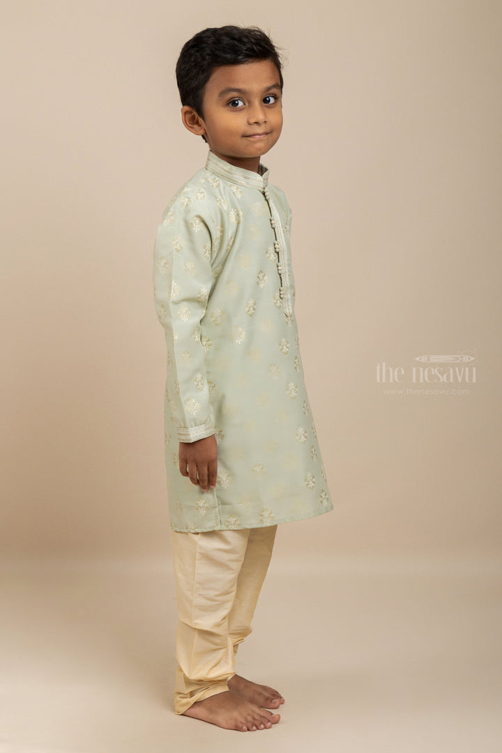 The Nesavu Boys Kurtha Set Trendy Sea Green Silk Cotton Kurta With Complimenting Pants For Boys Nesavu Best Ethnic Wear Collection For Boys| Exclusive Designs| The Nesavu