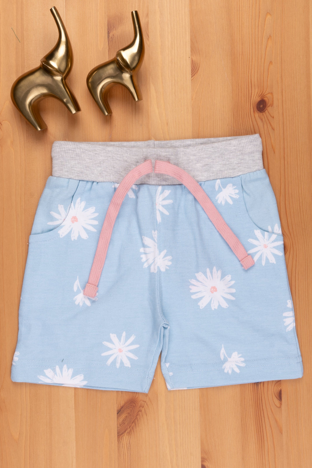 The Nesavu Girls Shorts Trendy Unisex Kids Summer Shorts Cool and Stylish Casual Wear psr silks Nesavu 18 (2Y) / Blue LBW037