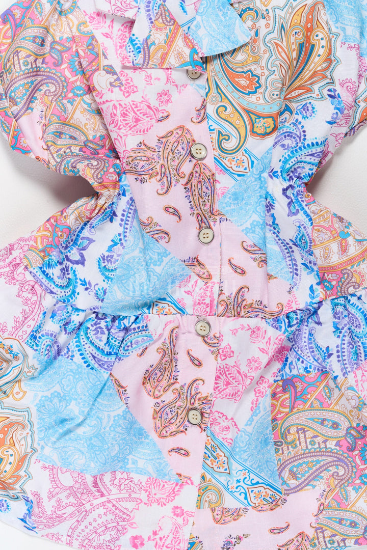 The Nesavu Girls Fancy Frock Trendy Western-Style Girls Fancy Dress in Multicolor Printed Georgette Nesavu Nesavu Trendy Western Multicolor Georgette Fancy Dress Paisley Prints