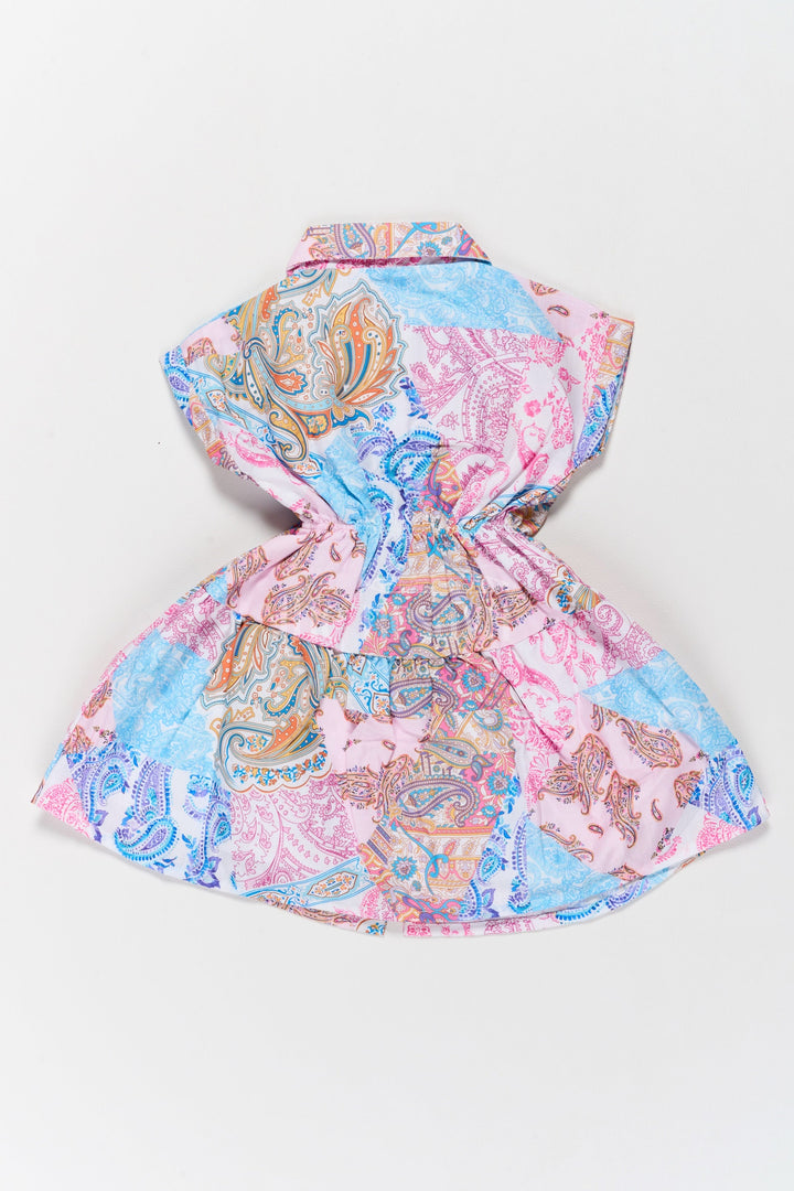 The Nesavu Girls Fancy Frock Trendy Western-Style Girls Fancy Dress in Multicolor Printed Georgette Nesavu Nesavu Trendy Western Multicolor Georgette Fancy Dress Paisley Prints
