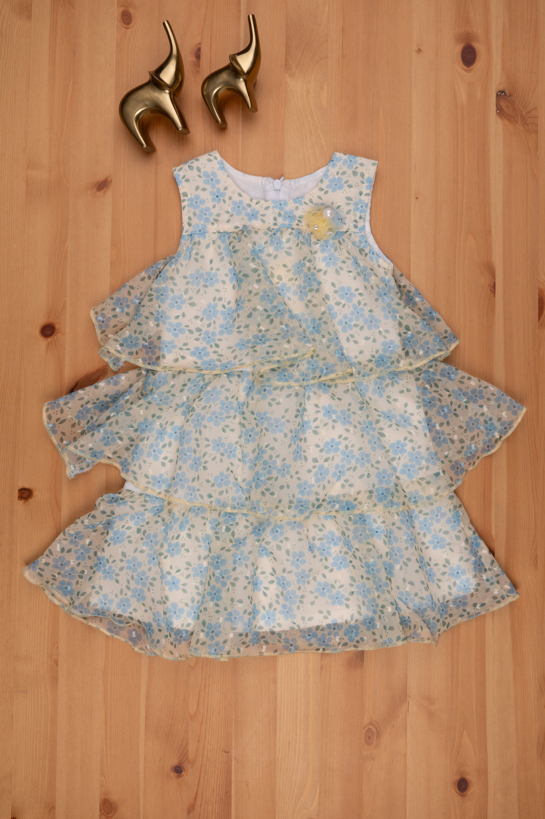 The Nesavu Baby Frock / Jhabla Triple Layered Yellow Floral Dress for Infant Girls Nesavu Trendy baby frock designs | Soft fabric baby wear | The Nesavu