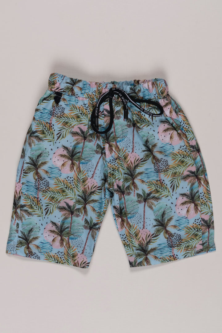 The Nesavu Boys Casual Set Tropical Palm Tree Boys Shorts and Shirt Set Nesavu Boys Casual Two-Piece Set with Shorts and Shirt | Comfortable Summer Outfit | The Nesavu