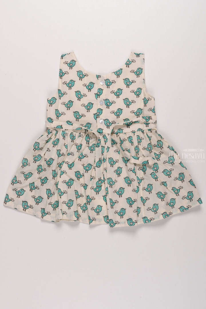 The Nesavu Baby Cotton Frocks Tweeting Tales: Charming Bird-Printed Baby Cotton Frock Nesavu Stylish Baby Frock Designs | Trendsetting Dresses for Little Ones | The Nesavu