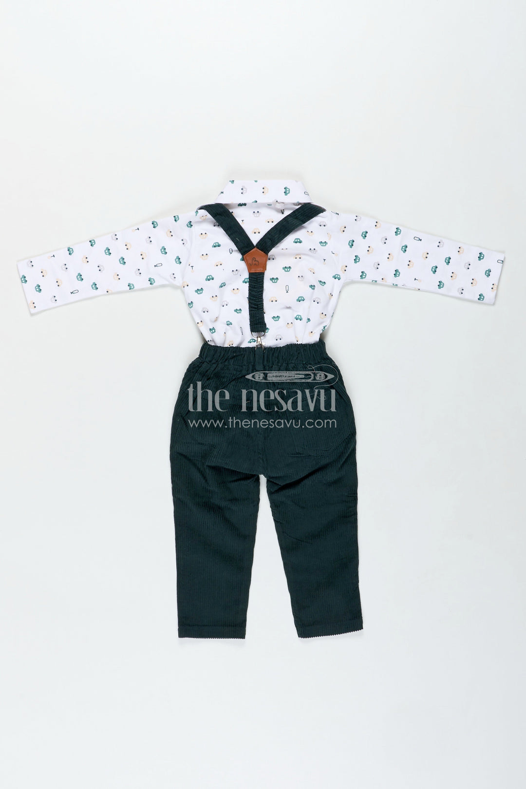 The Nesavu Boys Casual Set Two Piece Casual Pant Sets for Boys in Knitted Cotton Jersey with Corduroy Trousers and Bow Tie Detail Nesavu Nesavu Boys Two Piece Casual Pant Sets Cotton Jersey Shirt Corduroy Bottom Vintage Style