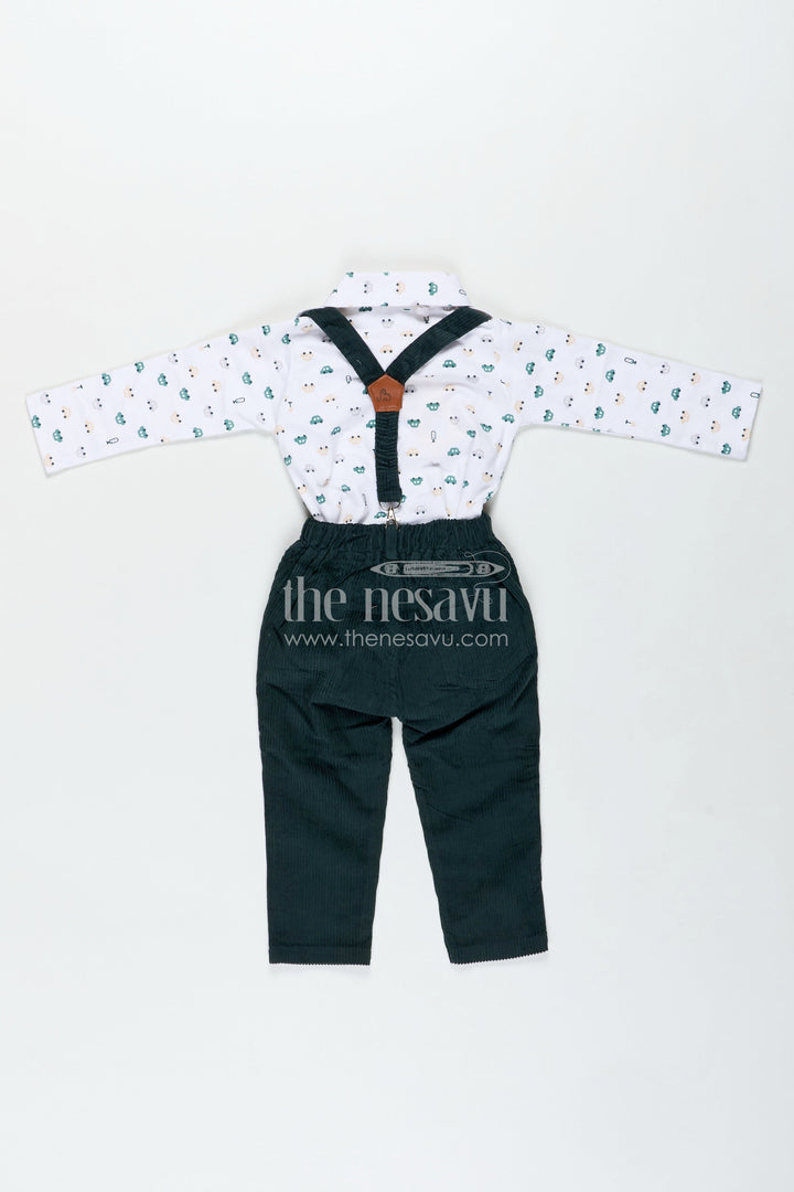 The Nesavu Boys Casual Set Two Piece Casual Pant Sets for Boys in Knitted Cotton Jersey with Corduroy Trousers and Bow Tie Detail Nesavu Nesavu Boys Two Piece Casual Pant Sets Cotton Jersey Shirt Corduroy Bottom Vintage Style