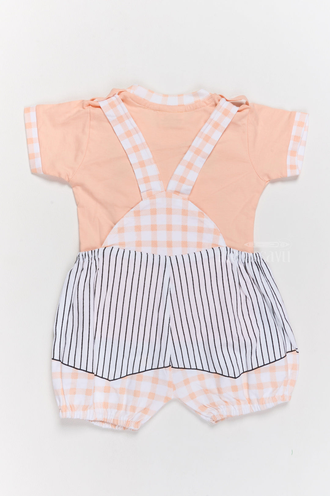 The Nesavu Baby Casual Sets Unisex Baby Clothes Pink Cotton Romper with Striped Suspenders and Cartoon Design Nesavu Nesavu Unisex Baby Clothes Pink Cotton Romper Cartoon Design Suspenders