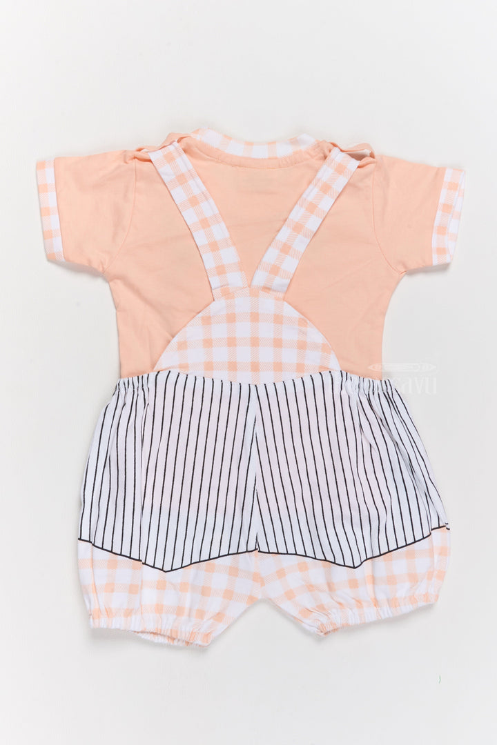 The Nesavu Baby Casual Sets Unisex Baby Clothes Pink Cotton Romper with Striped Suspenders and Cartoon Design Nesavu Nesavu Unisex Baby Clothes Pink Cotton Romper Cartoon Design Suspenders