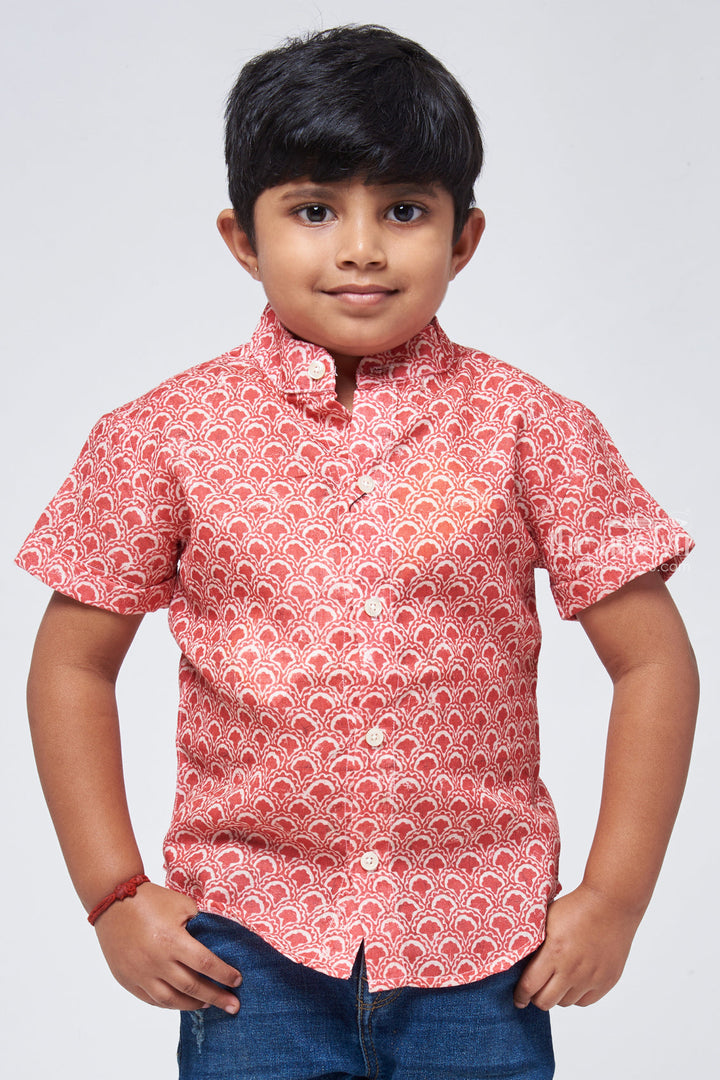 The Nesavu Boys Linen Shirt Urban Unfold Boys Contemporary Shirt for Trendy kids Nesavu 14 (6M) / Orange / Linen BS081A-14 Boys Ethnic Dresses Online | Latest Linen Shirt Collection | The Nesavu