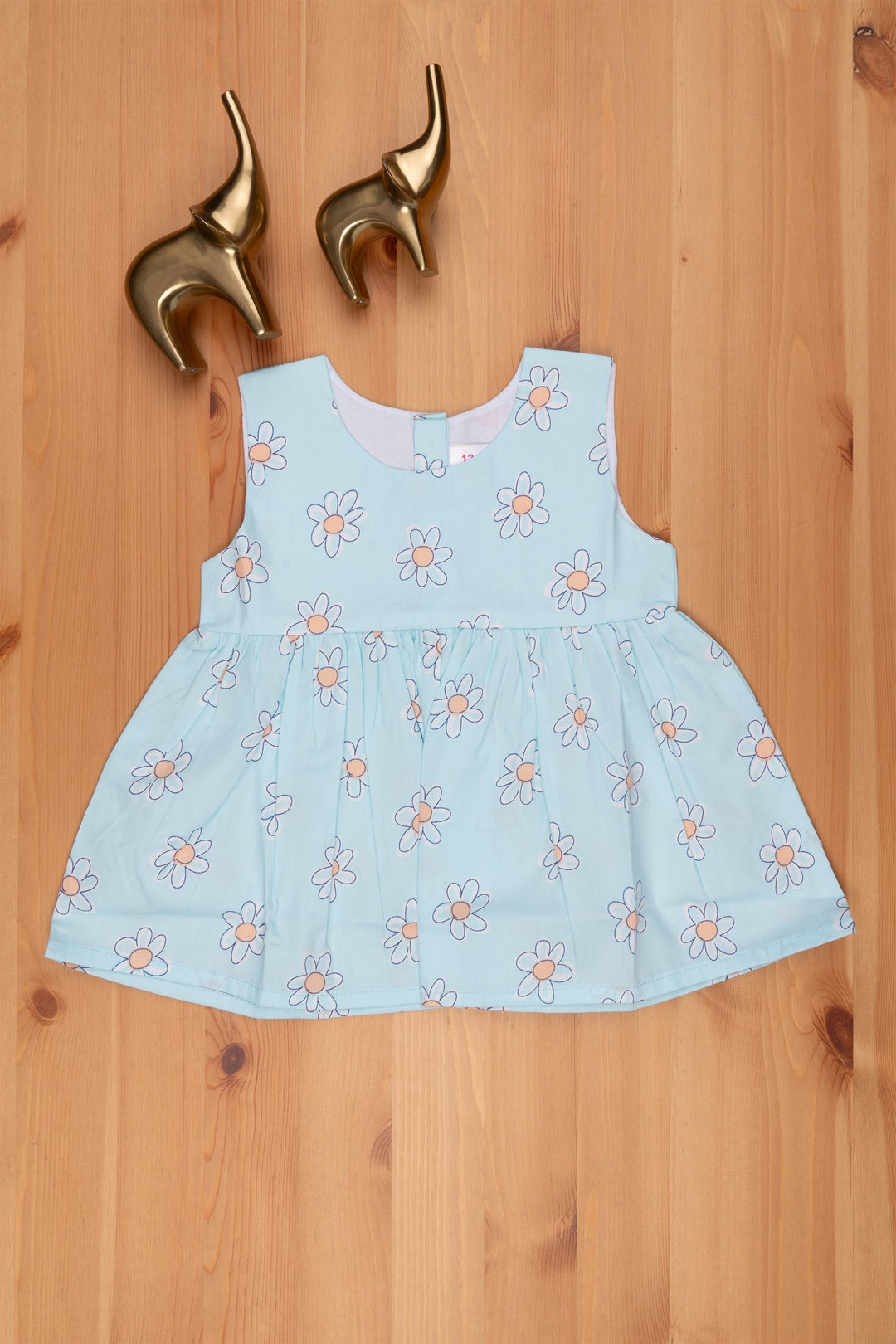 The Nesavu Baby Frock / Jhabla Vibrant Blue Floral Design - Baby Girl Party Dress Nesavu 12 (3M) / Blue BFJ454A-12 Floral Printed Baby Dress Online | Baby Cotton Frock Online | The Nesavu