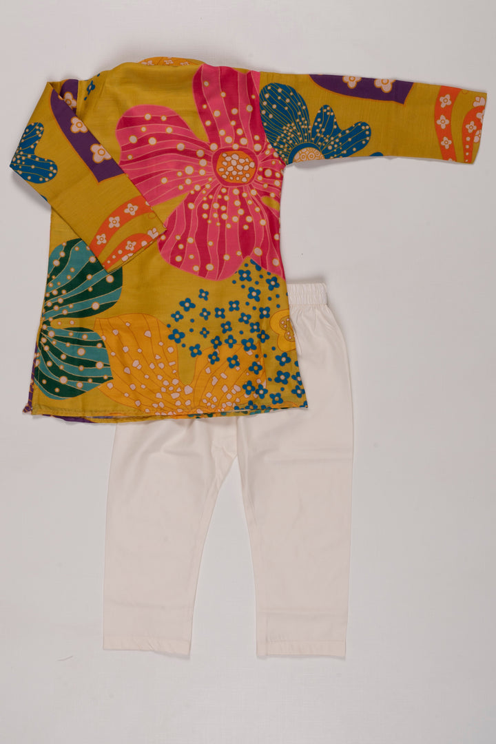 The Nesavu Boys Kurtha Set Vibrant Floral Boys Kurta with Pant Set - Colorful Tradition for Joyful Occasions Nesavu Boys Floral Print Kurta Set | Unique Festive Wear | Cheerful Patterns | The Nesavu