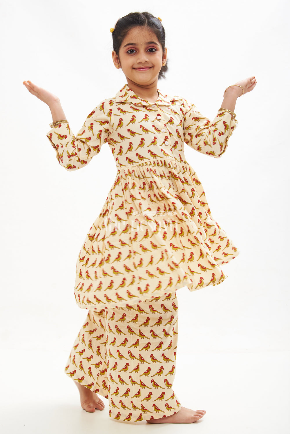 Vibrant Jaipur Hand Block Print Sharara Set for Kids' Holi Party